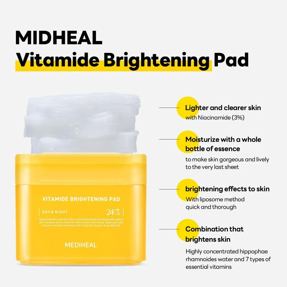 Vitamide Brightening Pad, 100 pads by MEDIHEAL, view 4