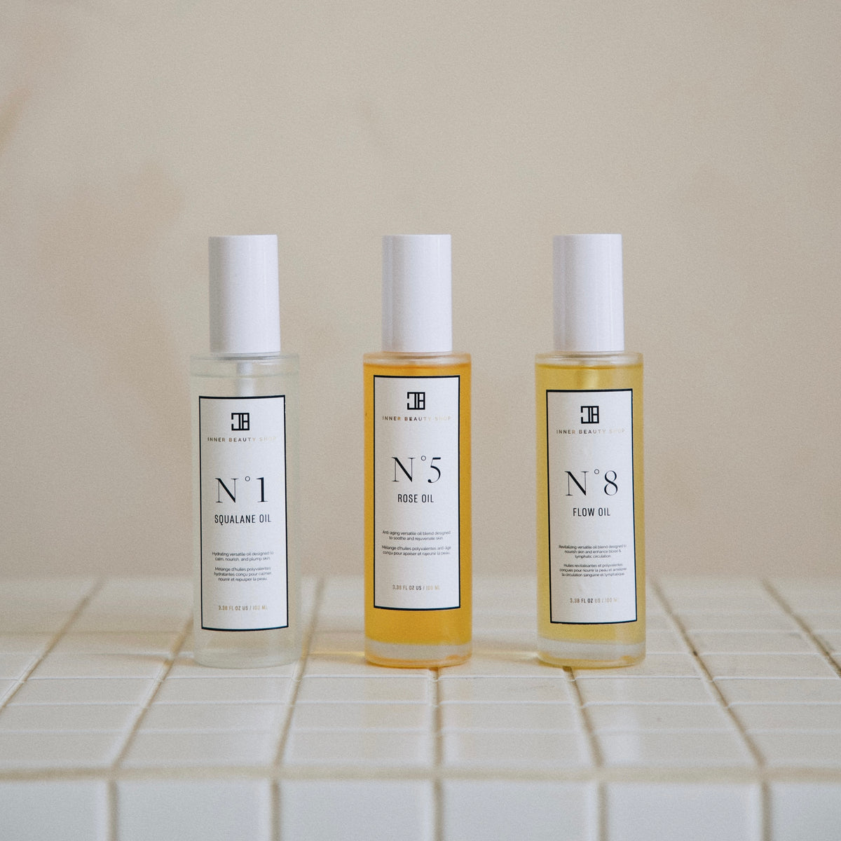 Face & Body Oil Set – N°1 Squalane, N°5 Rose & N°8 Flow
