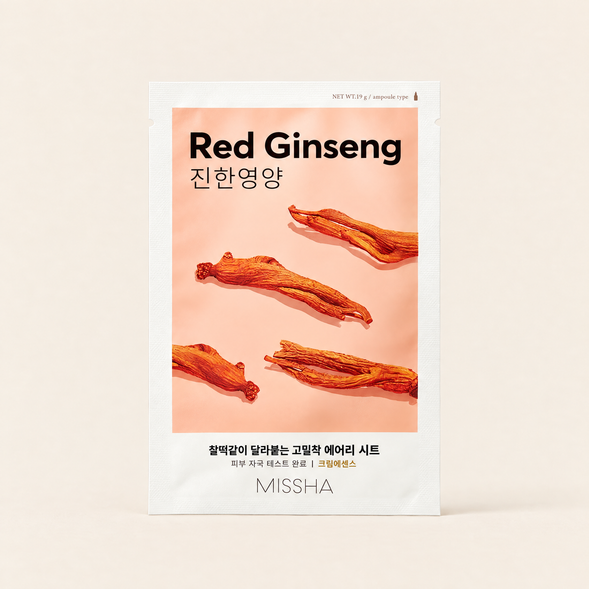 Airy Fit Sheet Mask Red Ginseng by MISSHA, product packaging