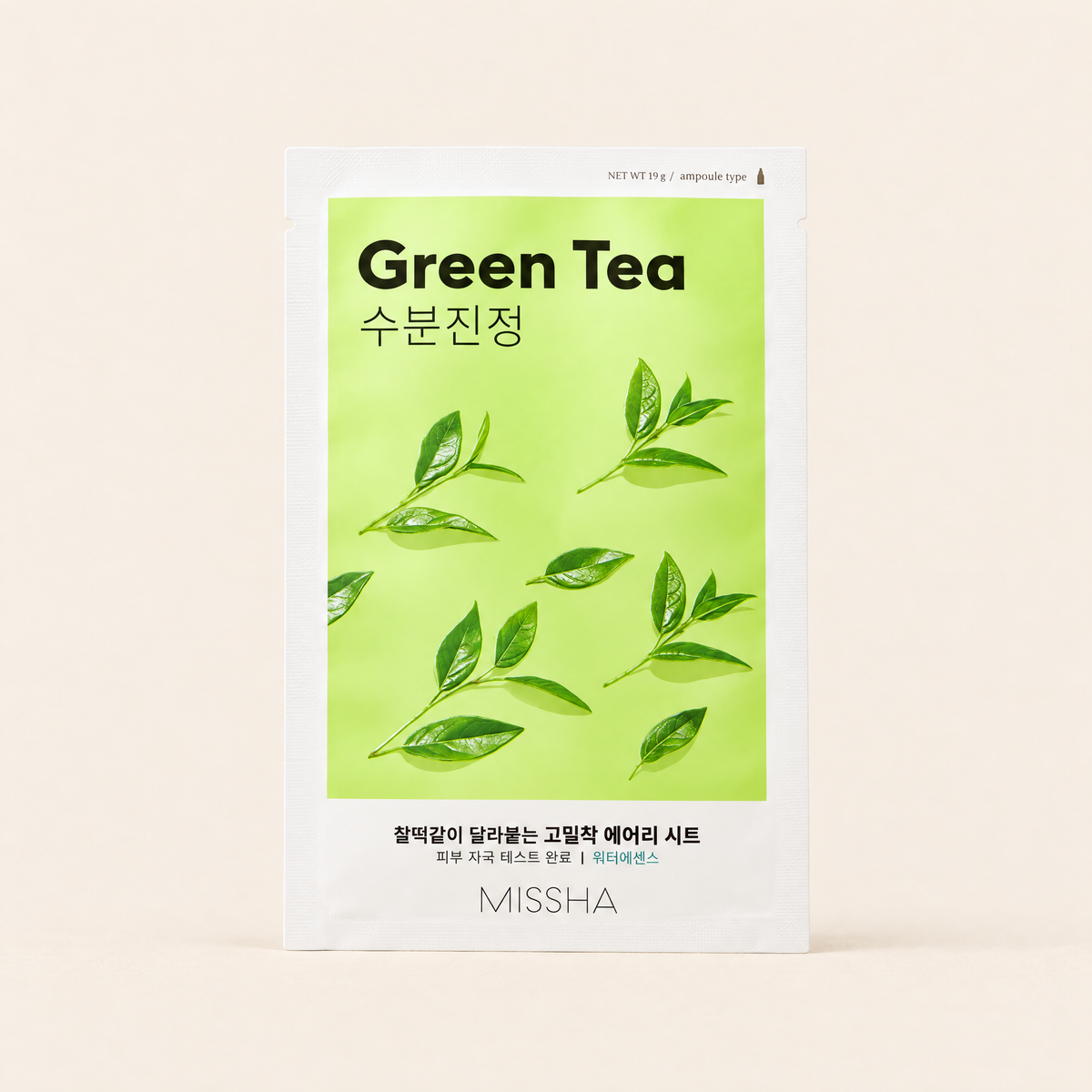 Airy Fit Sheet Mask Green Tea by MISSHA, product packaging