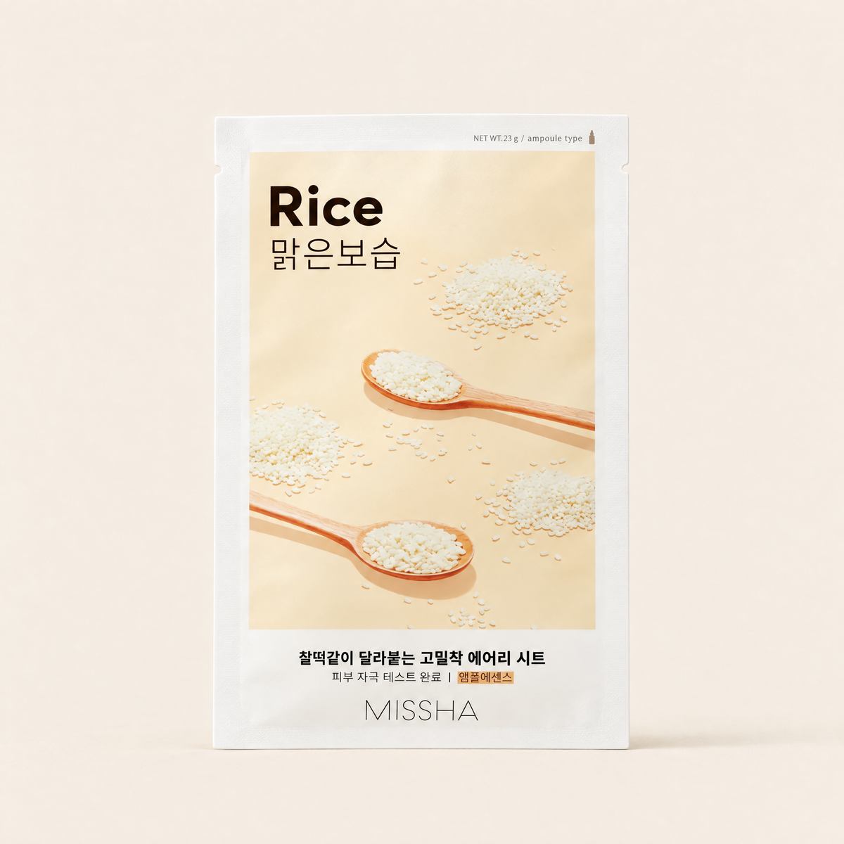 Airy Fit Sheet Mask Rice by MISSHA, product packaging