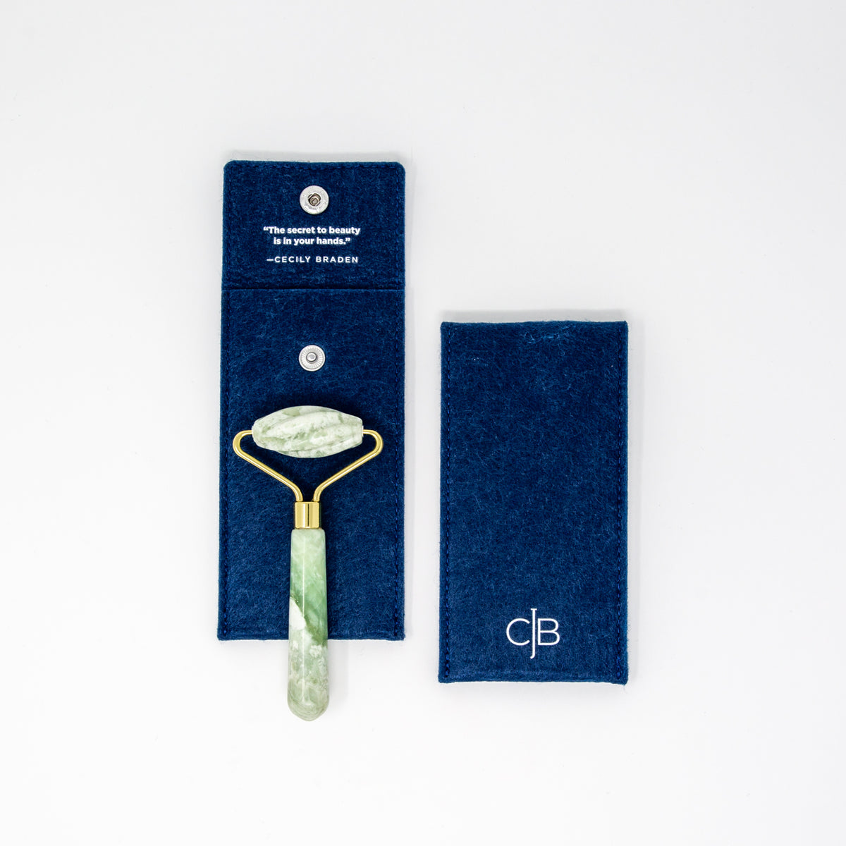 CJB Jia Cui jade swirl roller with its pouch
