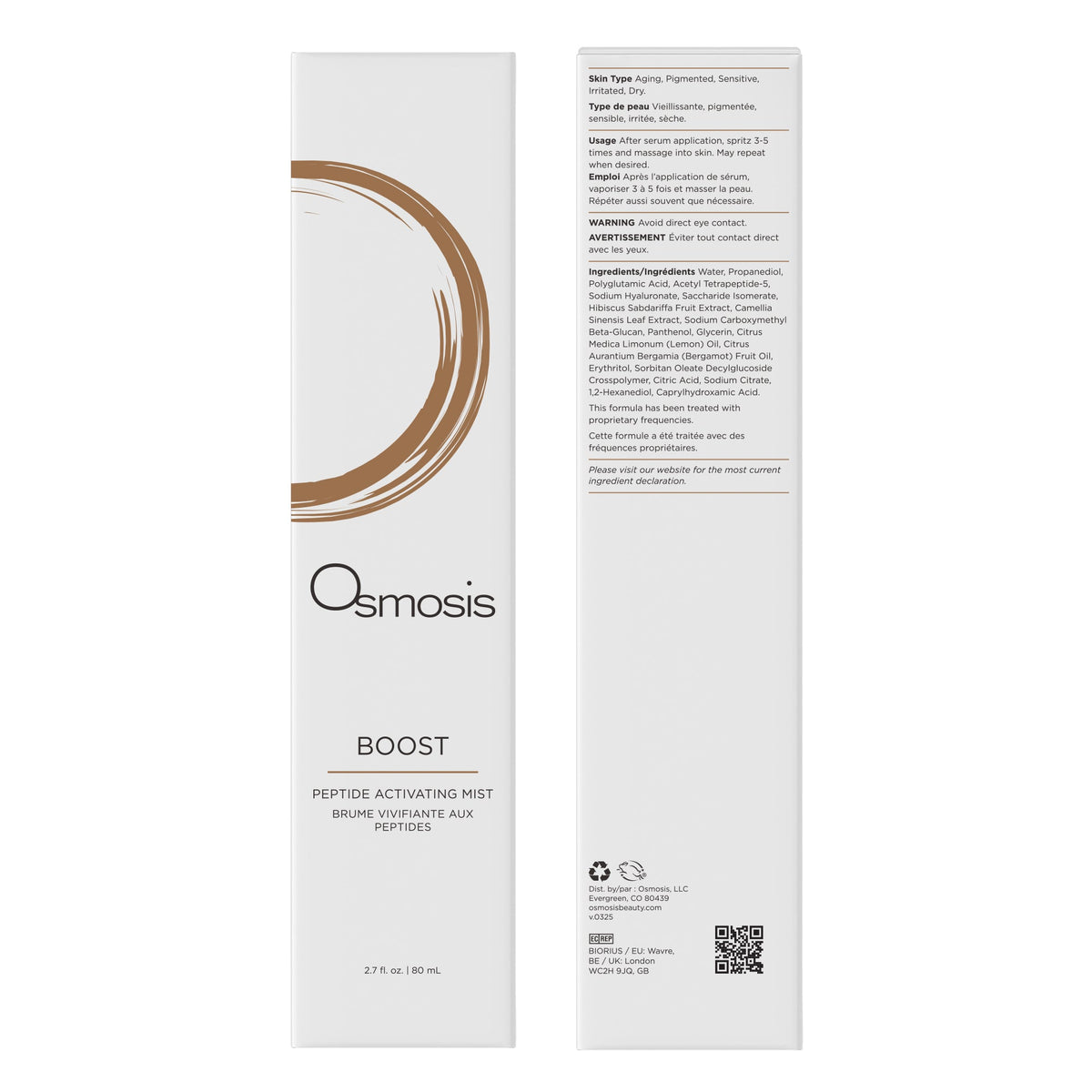 Boost Peptide Activating Mist 80 mL by Osmosis with retail carton