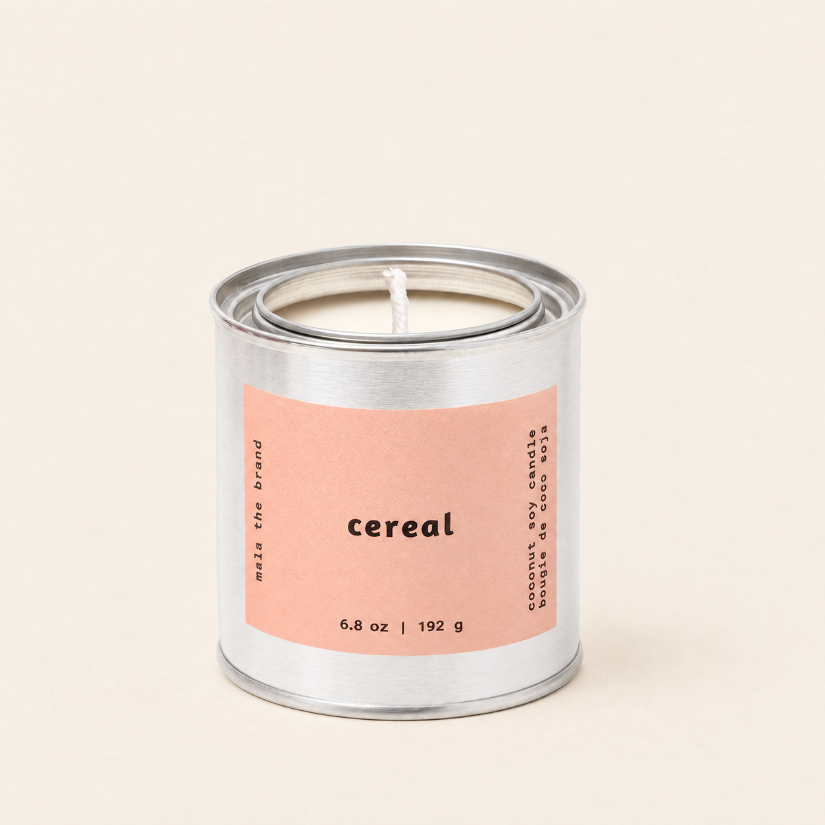 Cereal soy candle in a tin, citrus, berry and lemon scent, by Mala The Brand
