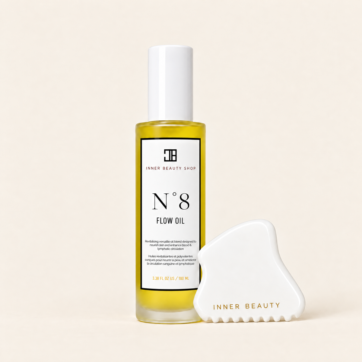 N°8 Flow Oil with the Four-Edge White Jade Gua Sha