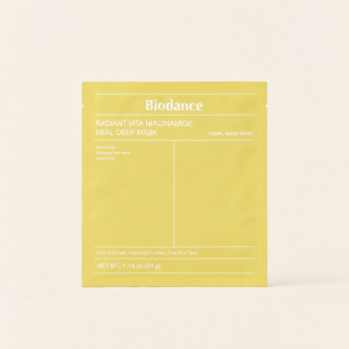 Biodance Radiant Vita Niacinamide Real Deep Mask 4-pack box