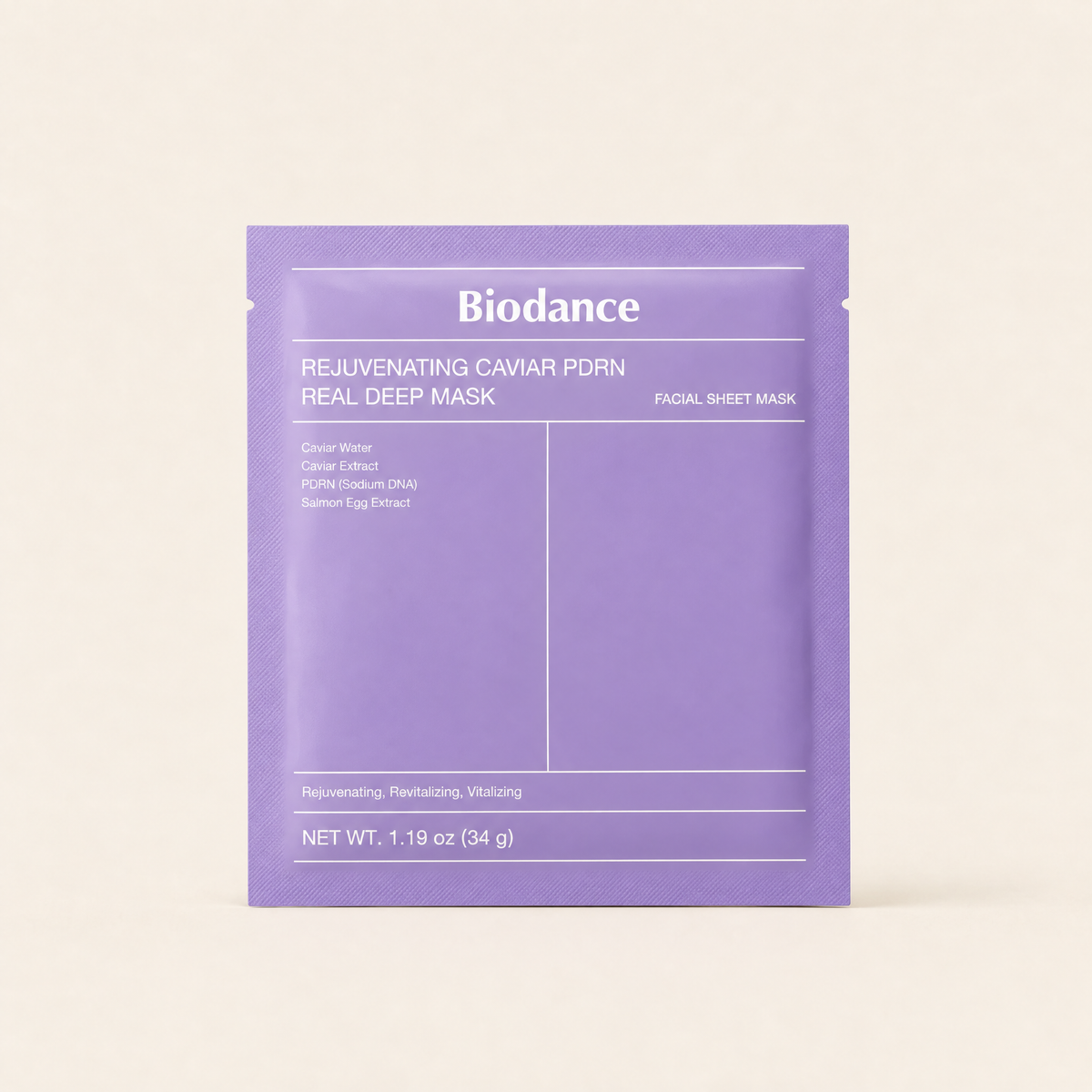 Biodance Rejuvenating Caviar PDRN Real Deep Mask 4-pack box