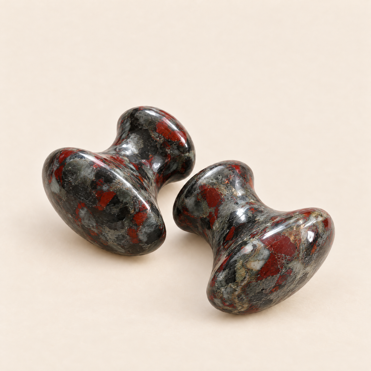 Two CJB Bloodstone Tension Tamer mushrooms by Cecily Braden