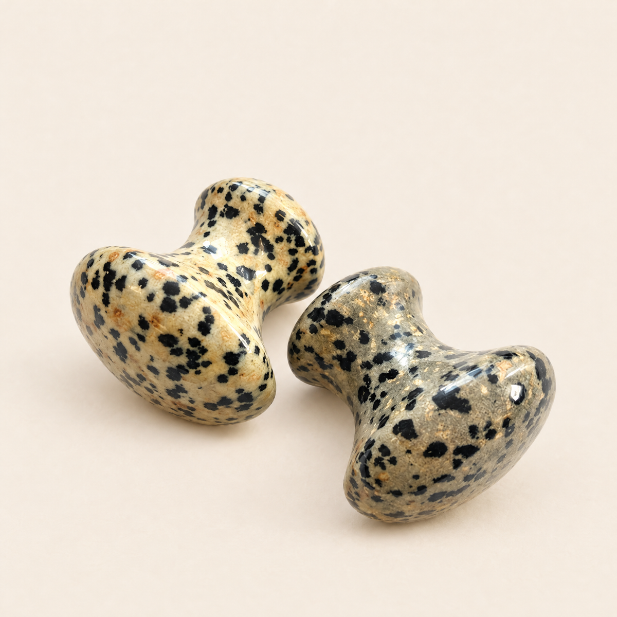 Two CJB Dalmatian Tension Tamer mushrooms by Cecily Braden
