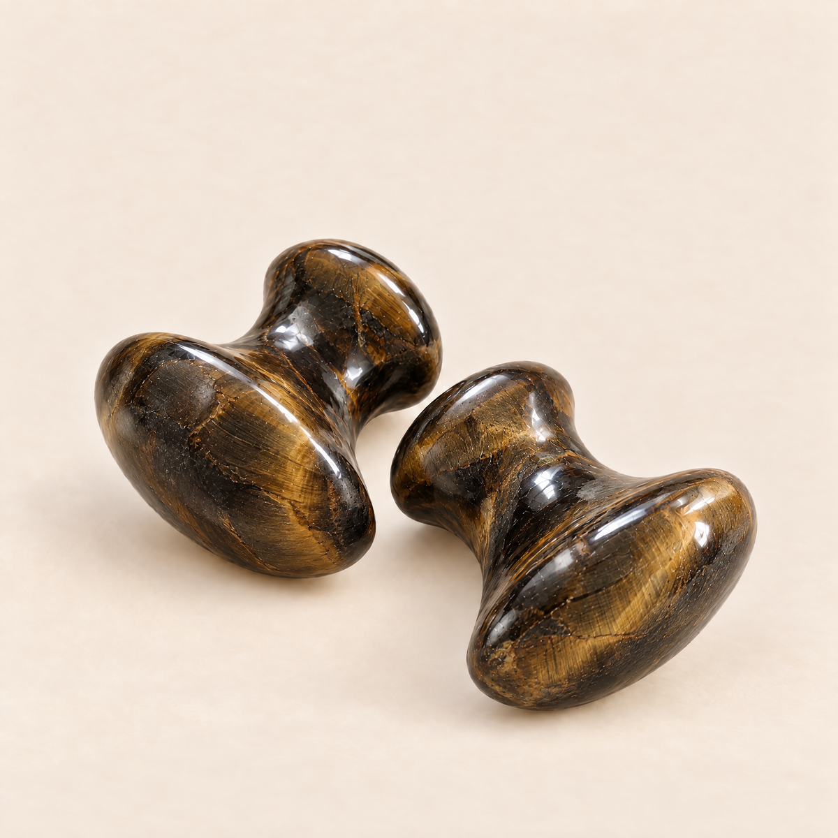 Two CJB Tiger's Eye Tension Tamer mushrooms by Cecily Braden