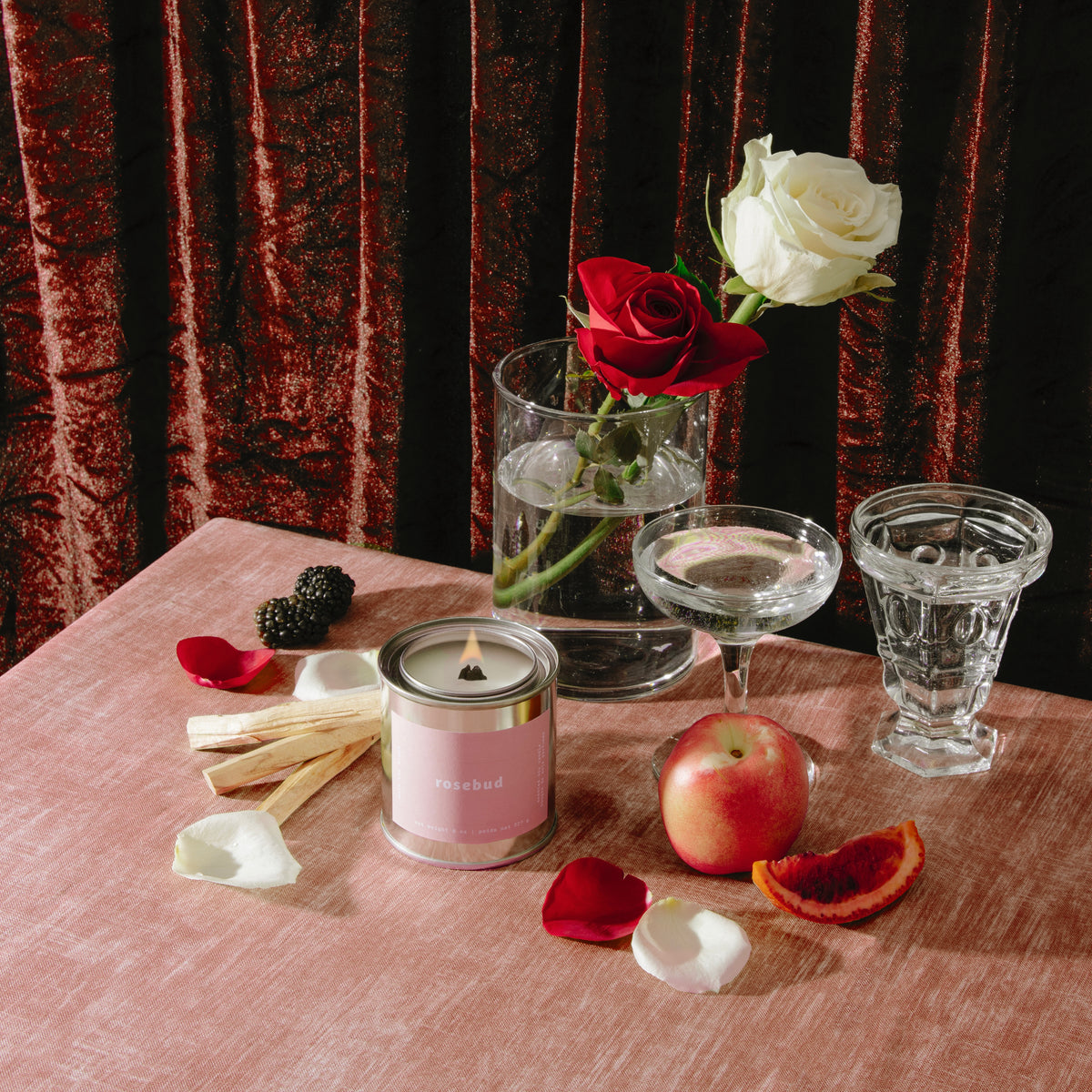 Rosebud candle by Mala The Brand, lifestyle view 1