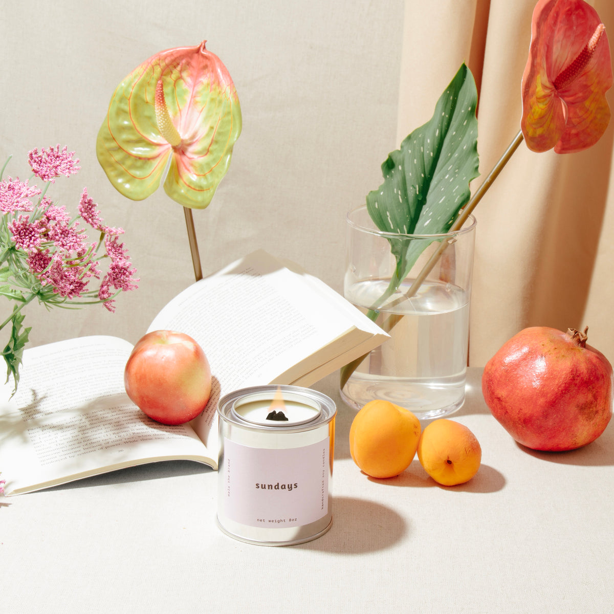 Sundays candle by Mala The Brand, lifestyle view 1