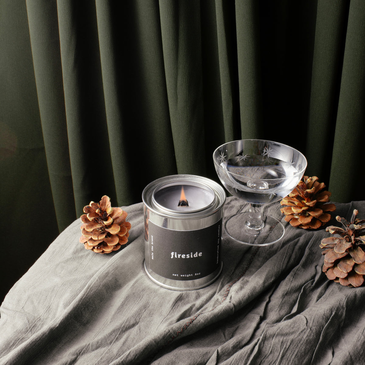 Fireside candle by Mala The Brand, lifestyle view 1